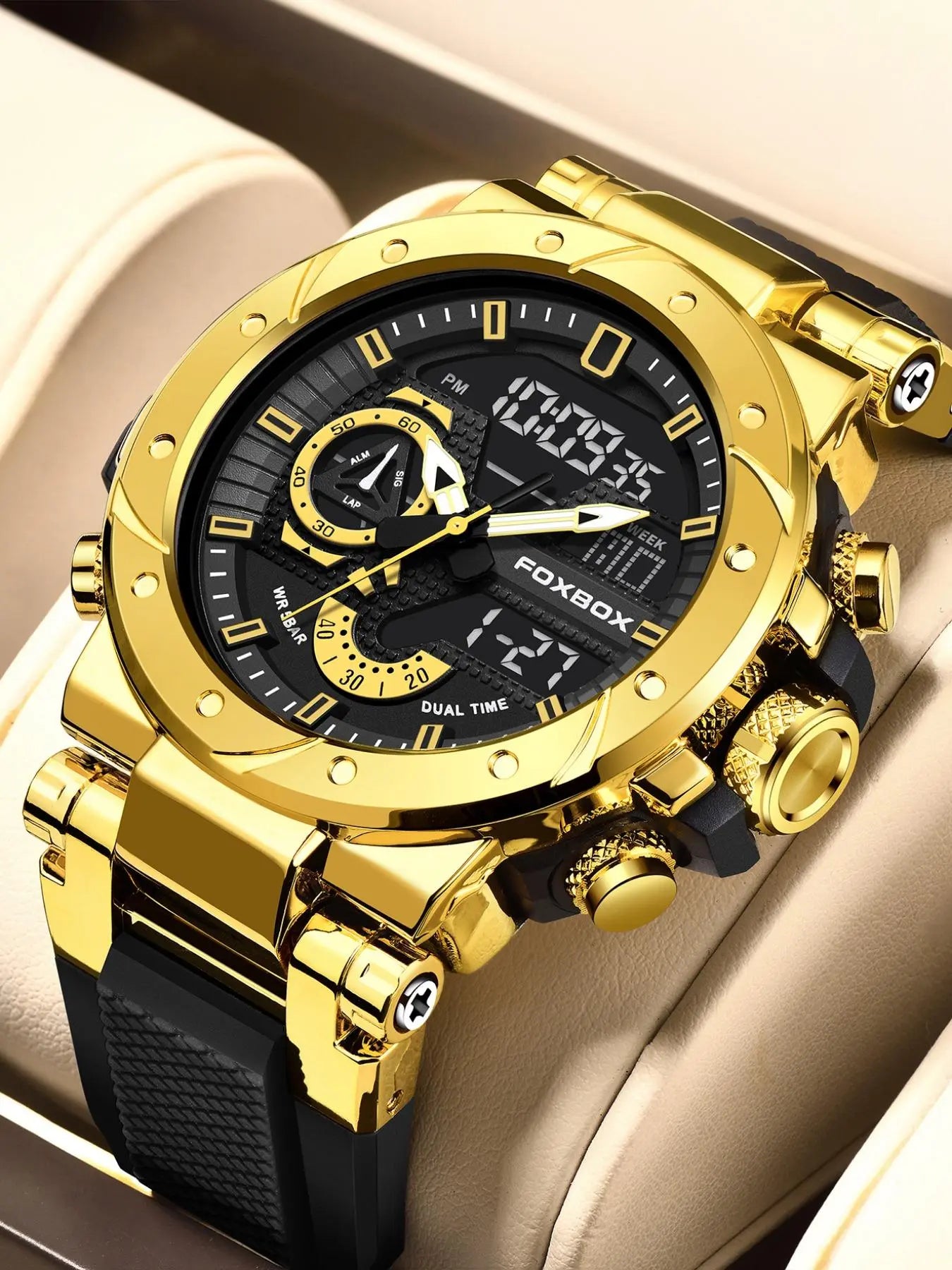 Men's Sporty Dual Time Analog-Digital Quartz Watch - Perfect for Daily Use and Gifting!