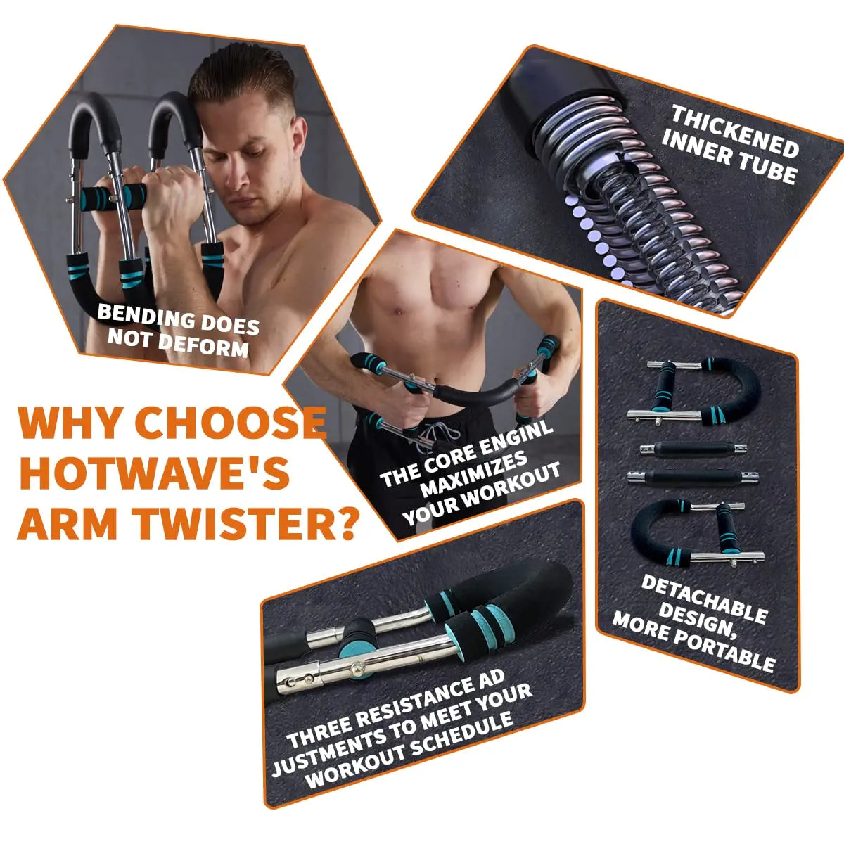 Transform Your Upper Body with the HOTWAVE Adjustable Arm Trainer - Portable Fitness Equipment for Men