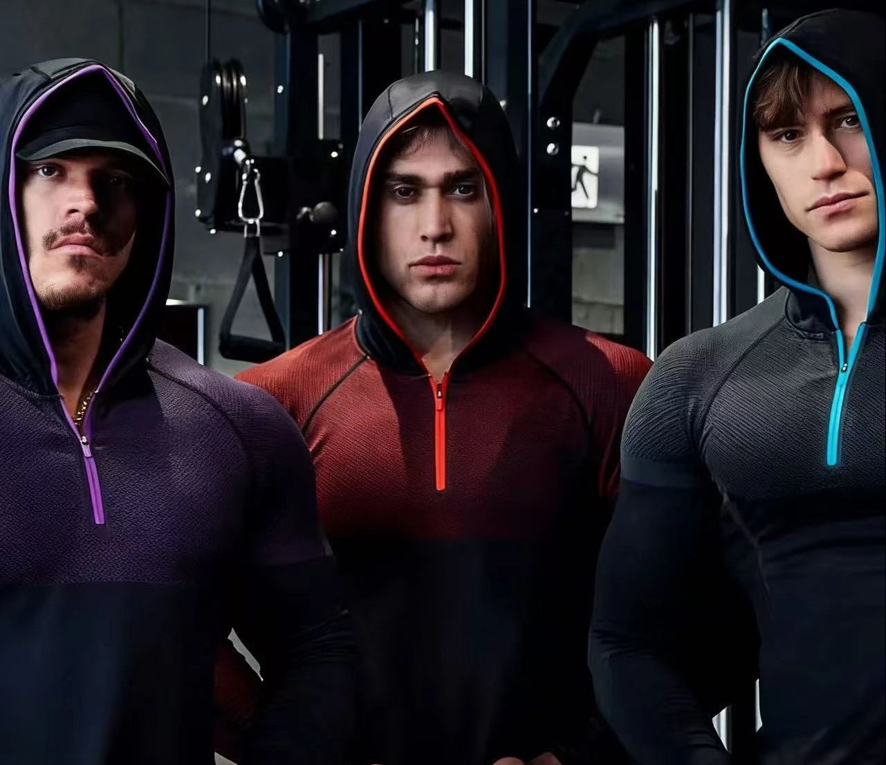 Elevate Your Workout with the SHARK Men's Long Sleeved Hooded Fitness Shirt - High Elasticity GYM ONYX5.0 Agate Design