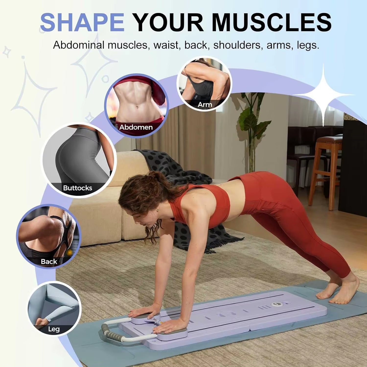 Revolutionary Multifunctional Fitness Board for Ultimate Core and Full Body Workouts - Perfect for Pilates, Push-ups, and More!