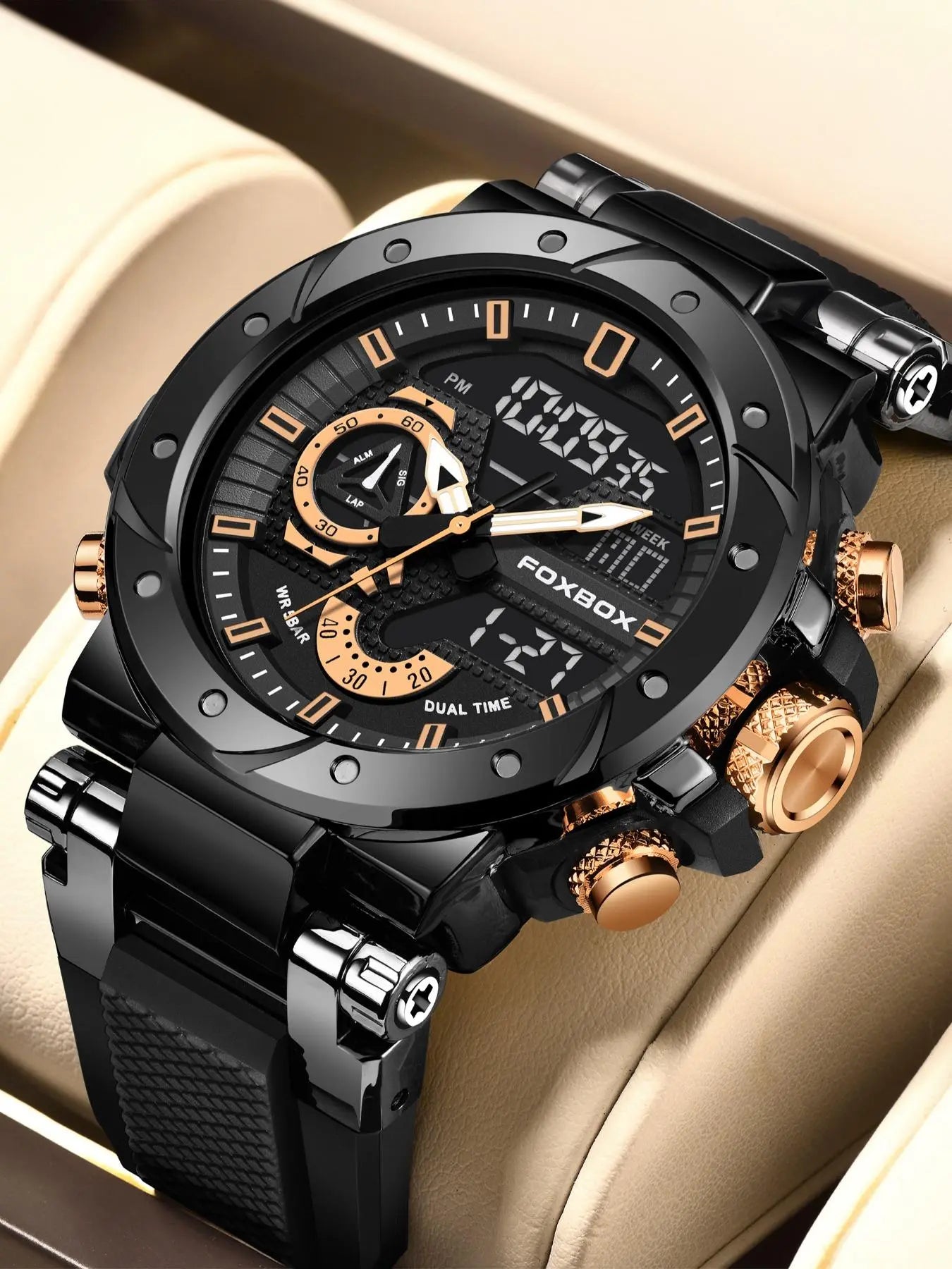 Men's Sporty Dual Time Analog-Digital Quartz Watch - Perfect for Daily Use and Gifting!