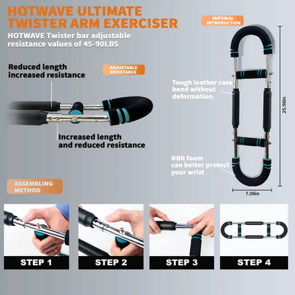Transform Your Upper Body with the HOTWAVE Adjustable Arm Trainer - Portable Fitness Equipment for Men