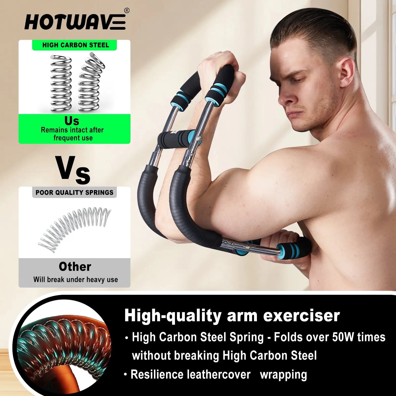 Transform Your Upper Body with the HOTWAVE Adjustable Arm Trainer - Portable Fitness Equipment for Men