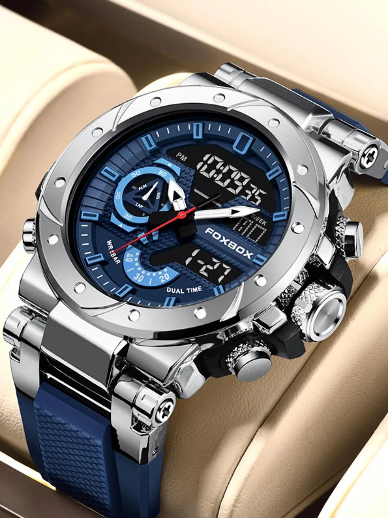 Men's Sporty Dual Time Analog-Digital Quartz Watch - Perfect for Daily Use and Gifting!