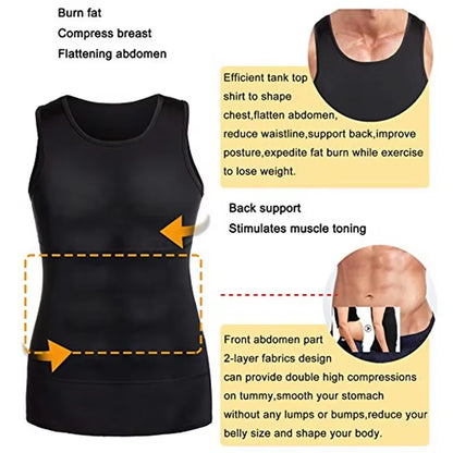Men's Slimming Shapewear Undershirt - Tummy Control Body Shaper Tank Top