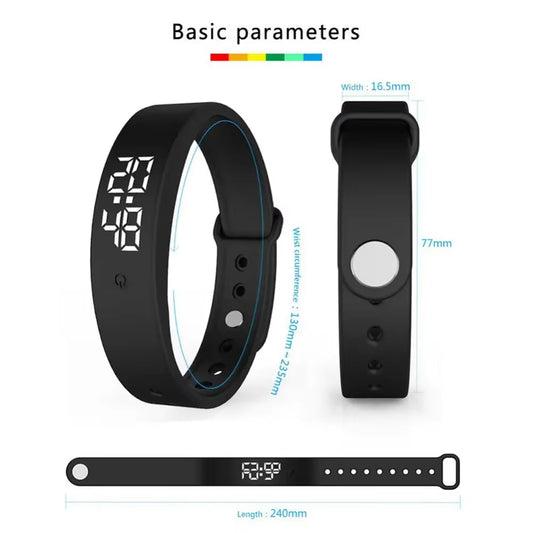 LED Digital Smart Bracelet Waterproof Smart Clock Smartband with Body Temperature Monitor Smart Band Vibration Alarm Reminder